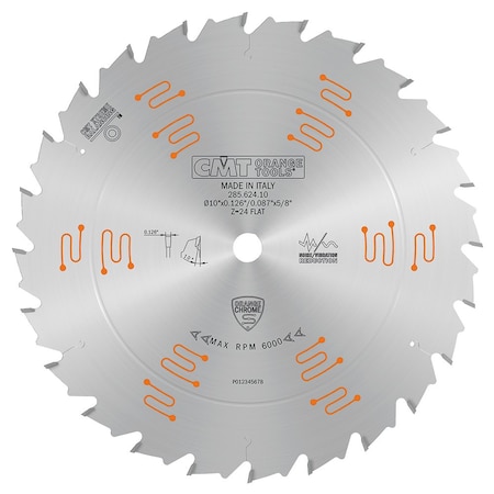 Cmt ORANGE TOOLS  Orange Chrome Ripping Blade 10" x T24 Flat, Silver 285.624.10
